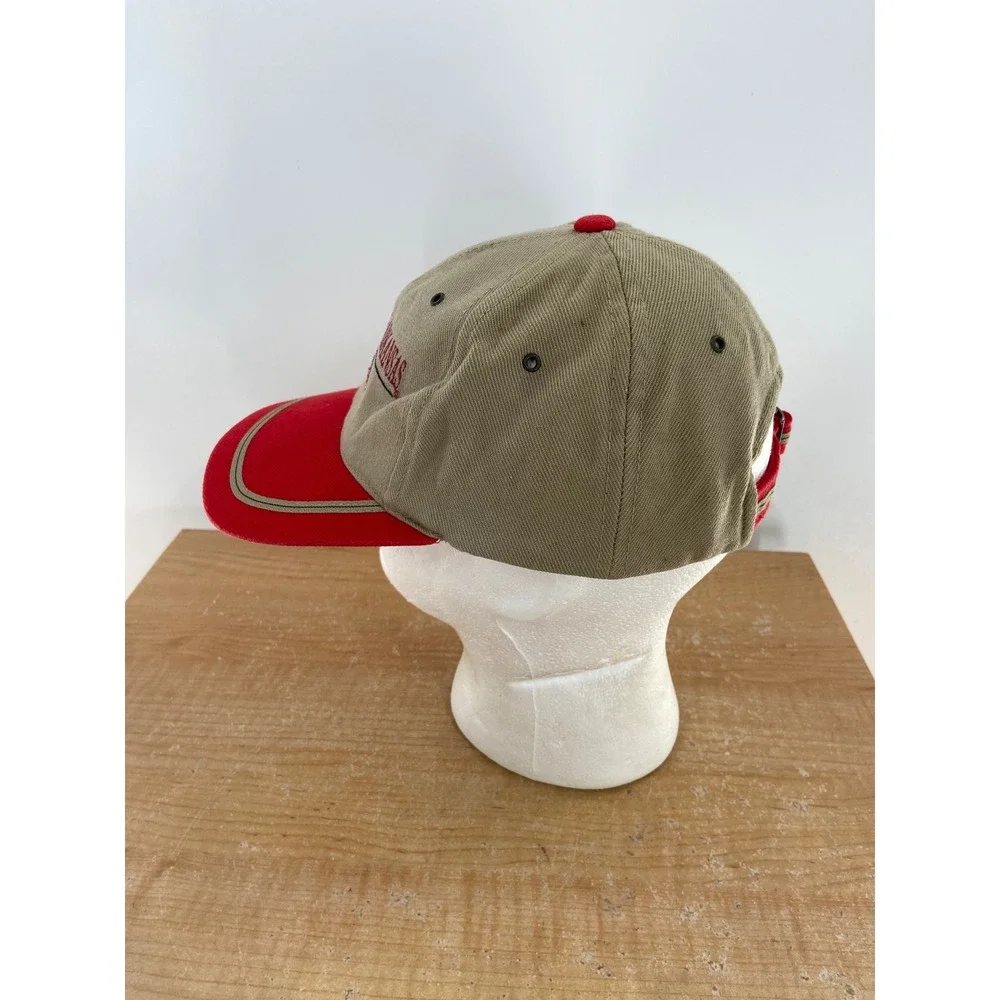 University of Arkansas Razorbacks OC Baseball Cap Hat Khaki Red Adjustable Mens